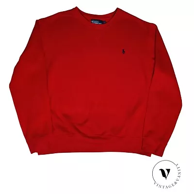 Ralph Lauren Polo Red Mens Sweatshirt Pullover Top Logo Vintage XL • £25