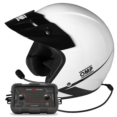 OMP Open Helmet Star-J White With Intercom ZeroNoise Valiant Rally Track Day • £225.20
