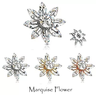 £5.99 • Buy Gem Dermal Anchor Top - Marquise Flower - Microdermal Head Surface Piercing