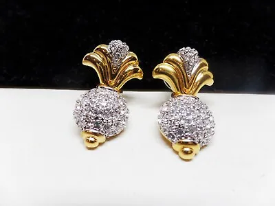 Gorgeous Vintage Crystal Drop Deco Pierced Earrings! New Old Stock! • $9.50
