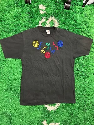 Vintage Embroidered Jerzees 50/50 Heayweight Made In USA Black T Shirt Sz L • $18