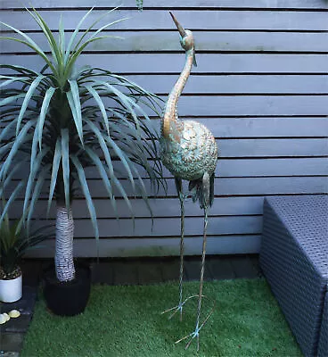 St Helens Home And Garden Metal Heron Garden Ornament 104cm Height • £26.99