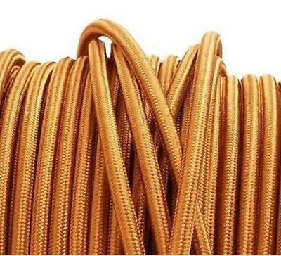 Gold Cotton Cloth Covered 2-Wire Round Cord Vintage Lamps Antique Light Parts • $1.29