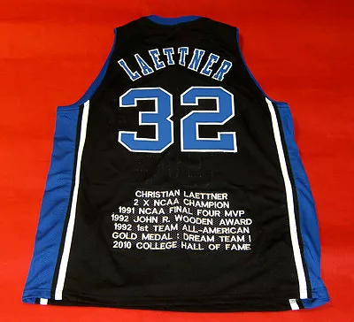 Christian Laettner Custom Duke Blue Devils Blk Stat Jersey • $125.44