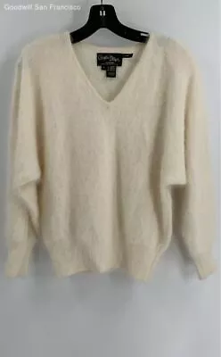 Vintage Christine Phillipe Womens White Rabbit Angora Blend Pullover Sweater S • $14.99
