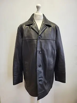 Tt650 Mens Vintage Marks & Spencer Black Leather Jacket Uk Large L Eu 54 • £29.99
