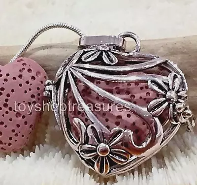 $15.15 • Buy New Aromatherapy Diffuser Heart Flower Necklace Essential Oil Pink Lava Stone
