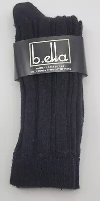 B.Ella Black Ribbed Women's Dress Socks Size 9-11 #3740 Viscose Acrylic Blend • $16