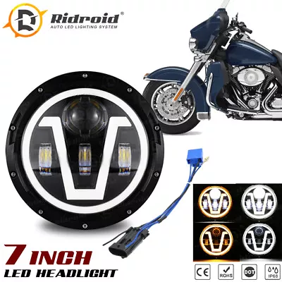 DOT 7 Inch Motorcycle LED Headlight Hi-Lo Halo For Honda Shadow Spirit 1100 750 • $32.99