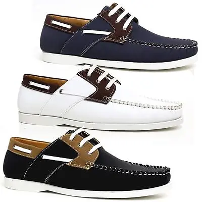 £14.95 • Buy Mens New Lace Up Casual Boat Deck Mocassin Designer Loafers Driving Shoes Size