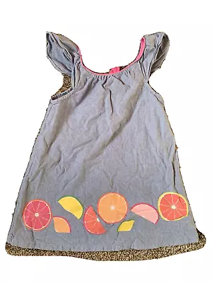 Gymboree Girls Light Denim  Dress With Colorful Fruit For Girls  2T 100% Cotton • $6.50