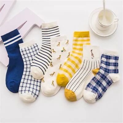 £2.99 • Buy Japanese Women Idyllic Style Tube Socks Striped Checkered Socks Cartoon Giraffe