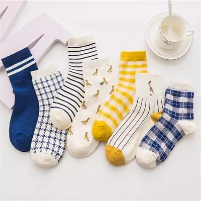 £2.99 • Buy Japanese Women Idyllic Style Tube Socks Striped Checkered Socks Cartoon Giraffe