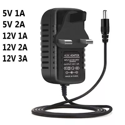 100-240V LED Strip 5V 12V 1A 2A 3A Charger UK Plug AC/DC Adapter Power Supply • £4.27