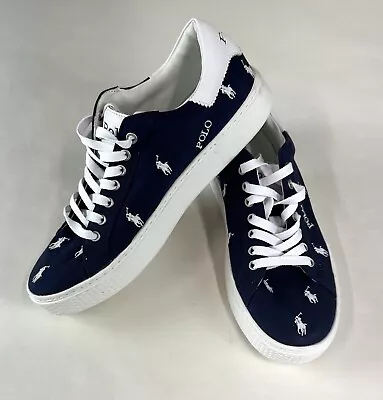 Ralph Lauren Polo Women’s Court 125 Navy/White Canvas Sneakers Size 8.5 • $54