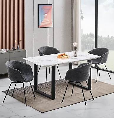 $729.99 • Buy AINPECCA  Dining Set Of 4 Pcs Fabric Dining Chairs And 1 Dining Table White Top