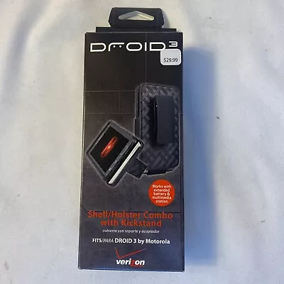 Verizon Shell Holster Combo Case With Kickstand For Motorola Droid 3 - Black • $11.25