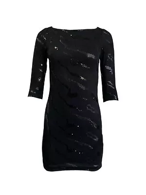 VON VONNI Women's Black Sequinned London-C Elbow Sleeve Dress $170 NEW • $18.68