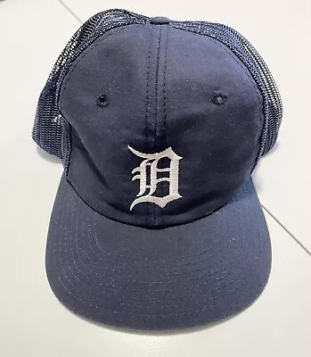 Vtg Detroit Tigers SnapBack Hat Cap Drew Pearson Plain Logo Green Brim Magnum PI • $28.99