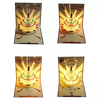Happy Birthday 3D Card Music Light Greeting Card With Pop Up Birthday Cake • $9.47