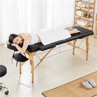 Massage Table Portable Adjustable Tattoo Bed Spa Bed Lashing Table 2 Fold Used • $59.99