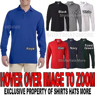 Mens LONG SLEEVE Polo Jerzees Poly/Cotton With SPOTSHIELD S M L XL 2XL NEW • $12.25