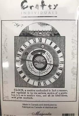 New Crafty Individuals Magenta Rubber Stamp STEAMPUNK CLOCK  Cling Free USA Ship • $9.99