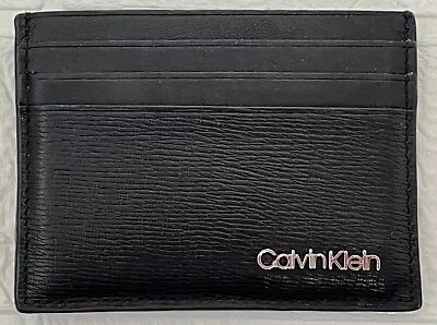 Calvin Klein Card Holder Wallet Black Leather Classic • £4.99