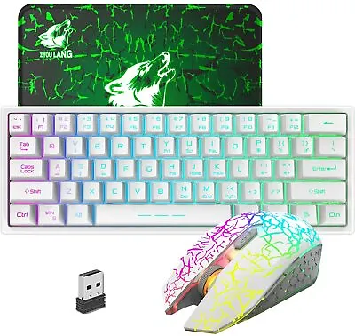 $23.99 • Buy For PC Laptop 2.4G Rainbow Wireless Gaming Keyboard LED Mouse And Mousepad Combo