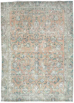 Large Distressed Antique Muted Floral 7X10 Handmade Vintage Oriental Rug Carpet • $822.50