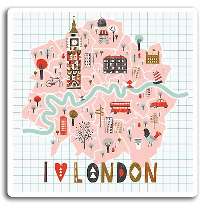 2 X 10cm London Map Vinyl Stickers - City England Sticker Laptop Luggage #17039 • £3.99