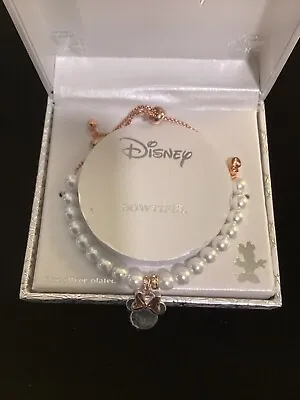 Disney BOWTIFUL~Minnie Mouse Pearl Bracelet~Adjustable~Hanging Charm~New In Box~ • $14.88