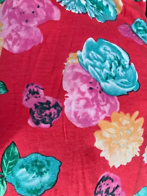 Pink Floral Ponte Roma Cotton Stretch Jersey Dressmaking Fabric 3 Metres • £12
