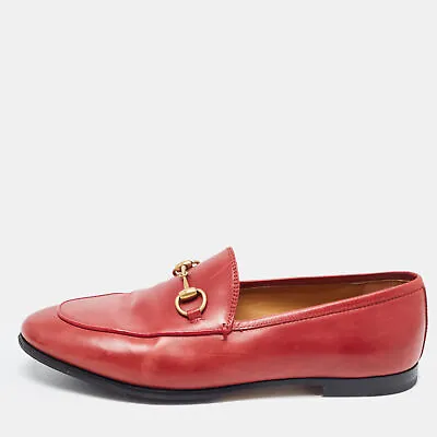 $638.90 • Buy Gucci Red Leather  Jordaan Loafers Size 36.5