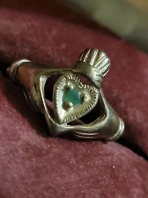 Claddagh Ring Sterling Silver Size 6 Vintage Gemstone Irish Friendship 925 • $34.99