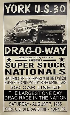 VRHTF VTG STYLE NHRA YORK US 30 DRAG-O-WAY SUPER STOCK NATIONALS 11 X 17  POSTER • $59.99