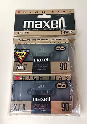 Vintage Maxell UD XL II 90 Blank Cassette Tapes High Bias SEALED Lot Of 2 • $19.69