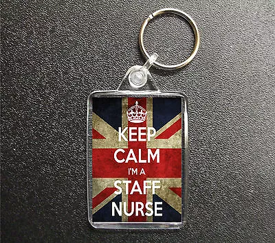 £3 • Buy Keep Calm I'm A Staff Nurse Keyring Union Jack Bag Tag Fob Gift