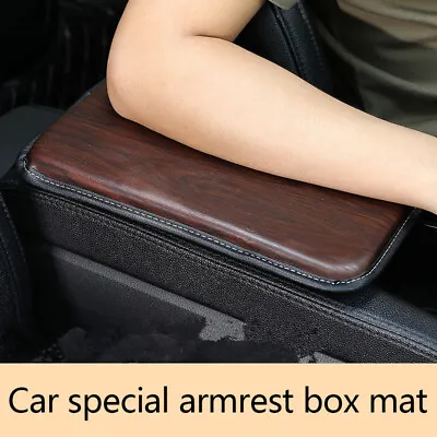 1PC PU Leather Car SUV Armrest Box Protect Pad Wood Grain Cover Center Console • $16.89