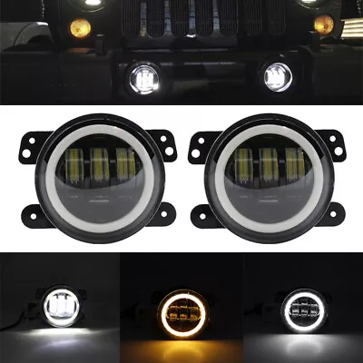 $35.49 • Buy 2X 4  Inch Round LED Fog Lights Driving Lamps Halo For Jeep Grand Cherokee 97-18