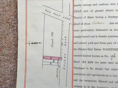 1895 East Ham London Booklet Vellum Deed Document Indenture Colour Plan • $24.66