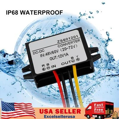 $14 • Buy Waterproof DC-DC Buck Step Down Volt Converter 20V-72V 24V 36V 48V To 12V 1A UE