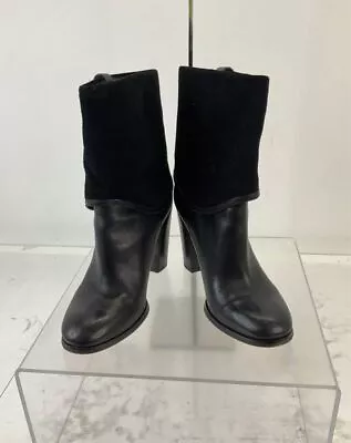 MICHAEL Michael Kors Black Leather Fold Over Buckle Pull-On Ankle Boots 8 • $25