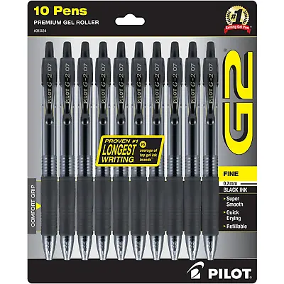 Pilot G2 Retractable Gel Ink Pens Fine Point Black Ink 10 Count • $10.99