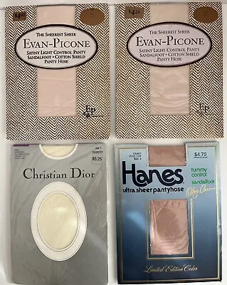 4 PR NEW VTG Ultra Sheer Pantyhose-Hanes/Christian Dior/Evan-Picone-size A/1/SM • $9.50