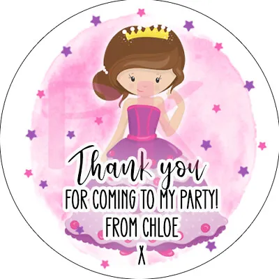PERSONALISED Birthday Party Thank You STICKERS / LABELS 24 PER SHEET Princess • £2.50