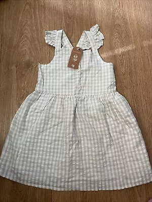 £1.99 • Buy Girls Size 4-5, Green And White Checked Dress 