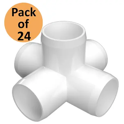 PVC FORTS 1/2 Inch 5 Way Tee PVC Fitting Elbow Connector White (Pack Of 24) • $33.99