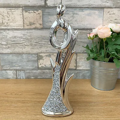 £13.99 • Buy Silver Sparkle Couple Figurine Crystal Diamante Romance Decorative Ornament Gift