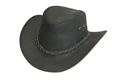 £16.45 • Buy Real Australian Western Genuine Cowboy Outback Bush Hat Black With Chinstrap